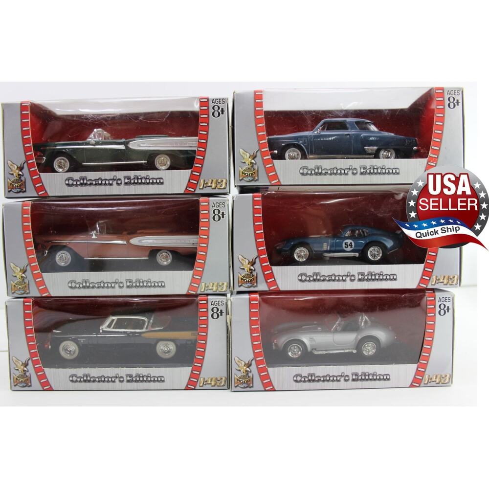 6pc Collector’s Edition Die Cast Cars •2 Studebakers •2 Edsels •2 Shelby Cobras